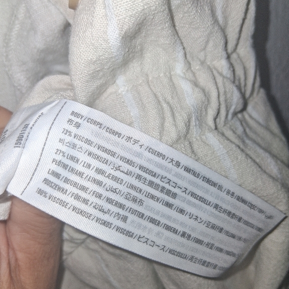 Abercrombie & Fitch Linen Blend Cream And White Striped Utility Jumpsuit XL - Picture 7 of 8